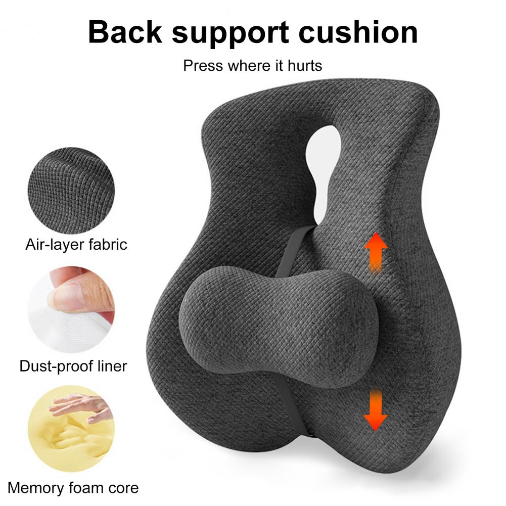 Back Support Cushion Memory Foam Lumbar Support Cushion Adjustable Slider for Office Chair Computer Desk Chair
