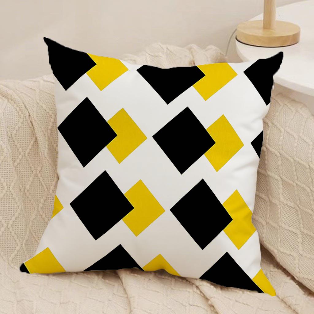 

Geometric Yellow & Black Pillow CoversSuitable for sofa car bedroom decorative cushion cover pillow cover 16x16Inch