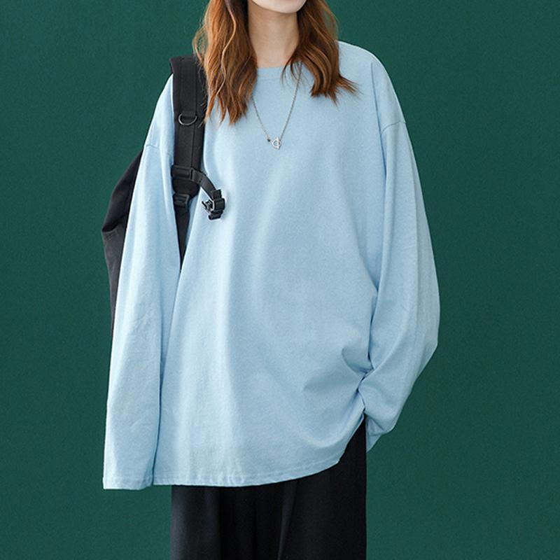 Spring Autumn Couple Long Sleeve T-Shirt Women Basic Tee Shirt Oversize T Shirt Man Casual O-neck Women T-Shirt