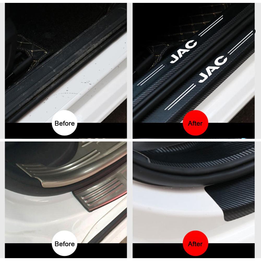New 4pcs car stickers door sill strips pedals carbon fiber for JAC J7 J3 S2 J2 JS2 T8 JS4 J5 Refine S3 S7 J4 S4 JS3 S5 Board
