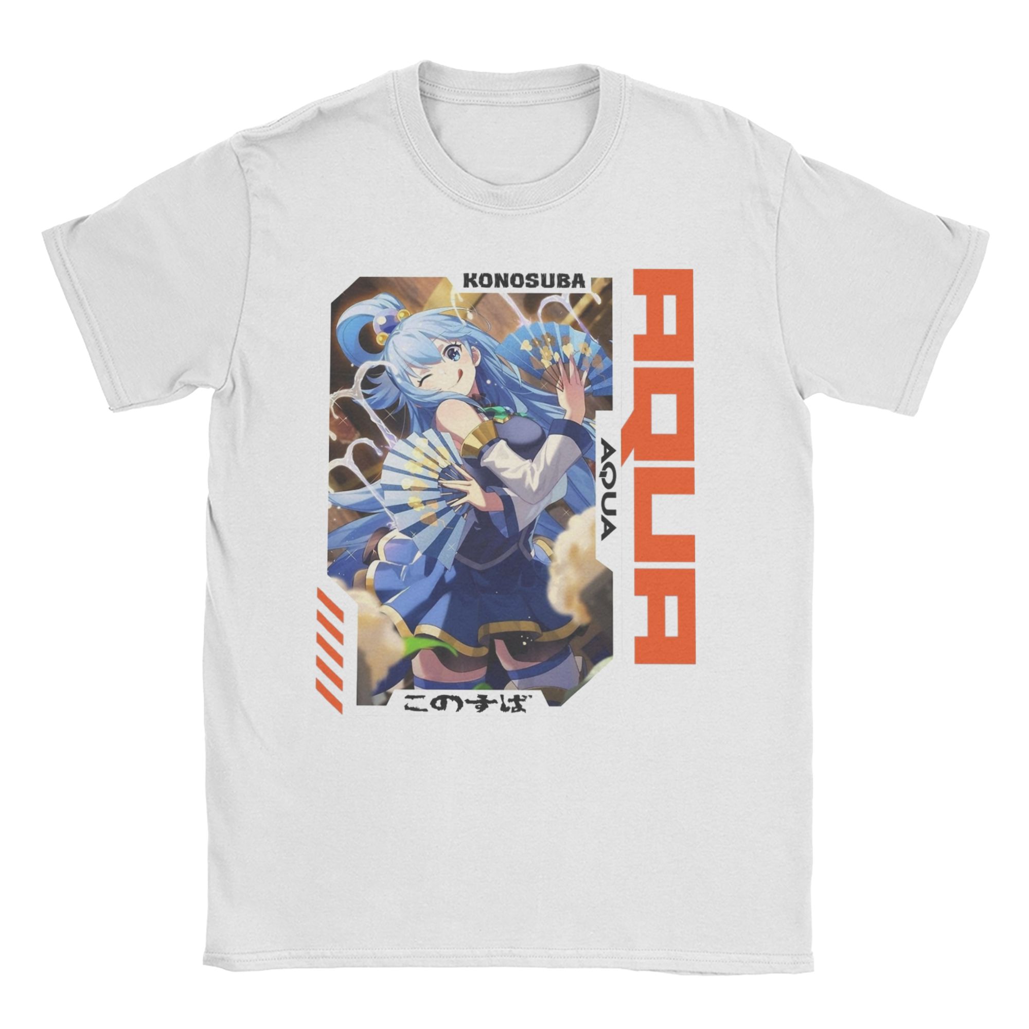 Humorous Konosuba Aqua TShirt Unisex Womens Round Collar Pure Cotton T Shirts Short Sleeve Tee Shirt Plus Size Tops L