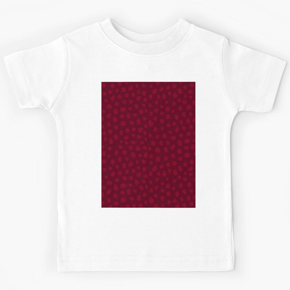 Dark Red Dalmatian Print, Spotty Polka Dot Kids T-Shirt 130