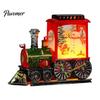 Snowy Christmas Night Ornament Train Snow with Light, Battery Powered Winter Desktop Decor Decoration, Swirling Glitter Decor, Lighted Tabletop