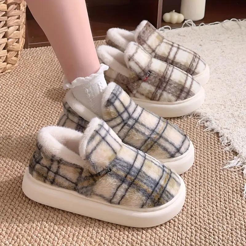 Women's Winter Home Slippers, Fashion Casual Couple Style Simple Elegant Versatile Pull-On House Shoes