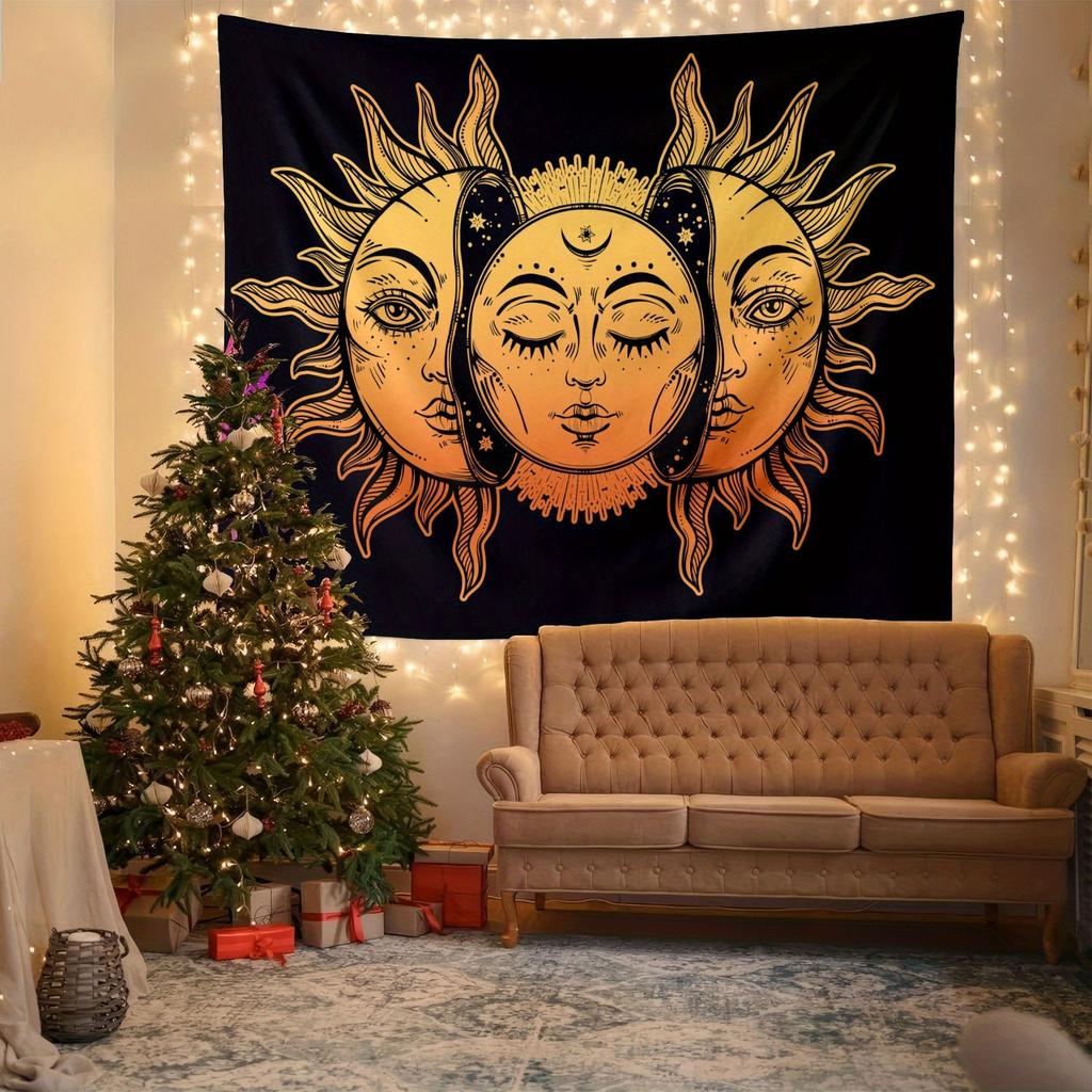 VIKAMA Sun Moon Planet Tapestry Bohemian Ethnic Style Mystical Constellations And Planetary Pattern Wall Hanging Wall Decoration