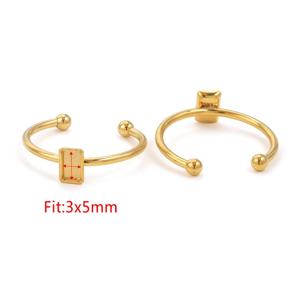 10 Stück Verstellbare Edelstahl Offene Ringfassungen Leere Basis Fassung Cabochon Ringe Für Schmuckherstellung DIY Fingerring Leere