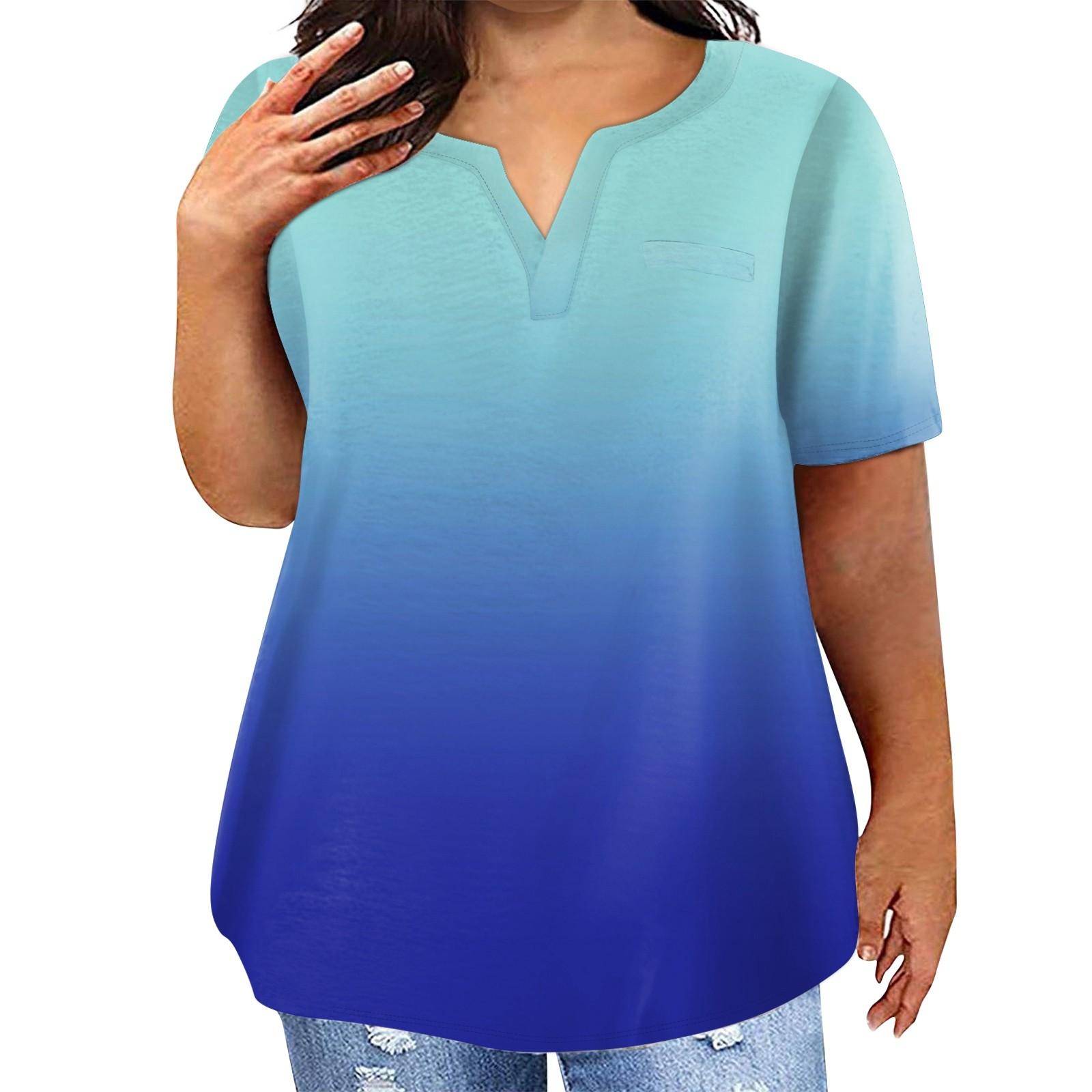 

Женская футболка большого размера, повседневный топ с v-образным вырезом и карманами с короткими рукавами XXXXL