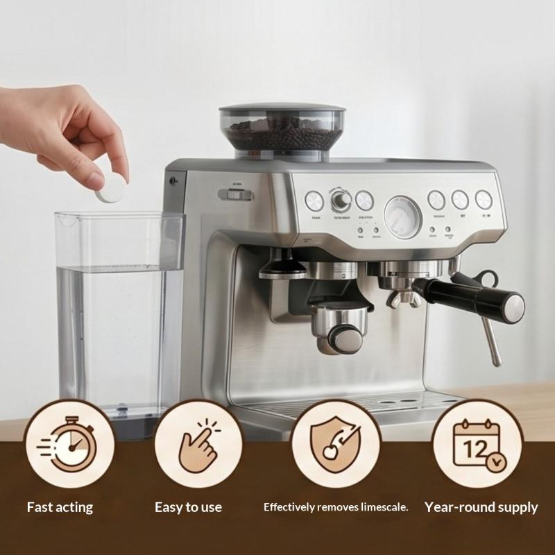 Coffee Machine Descaler Tablet Fast-Acting For Household & Commercial Use Long Lasting Cleaning Agent