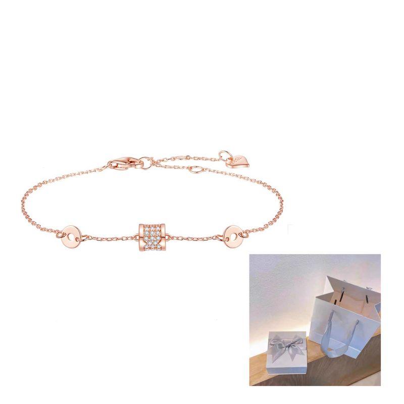 

Браслет Zegl с римскими цифрами, женский, с покрытием из розового золота, минималистичный, маленький стальной браслет, ручное украшение, чтобы подарить маме на день рождения Small waist rose gold bracelet (Bows gift box)