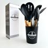12-Piece Eco-Friendly Kitchen Utensil Set Wooden Handles Silicone Cooking Shovel Spoon Food Safe Microwave Kitchen Gadget Tools