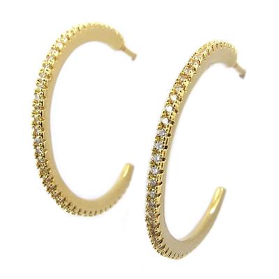 [P5037] - White Gold Plated 'Déesse' Hoop Earrings - 25 Mm 2 Mm