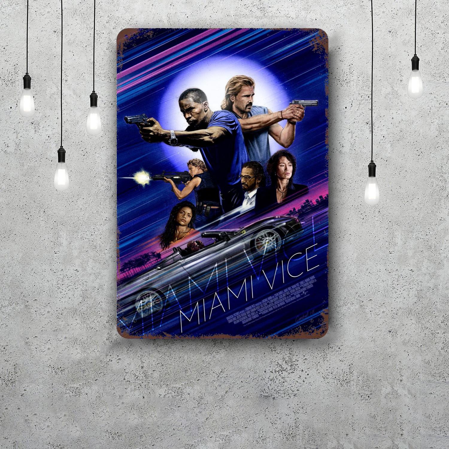 

miami vice Vintage Tin Sign Home Decor Wall Decor Art Wall Mural Room Decoration Decor Retro Metal Sign Plate Bar Posters 20x30cm（7.8x11.8inch）