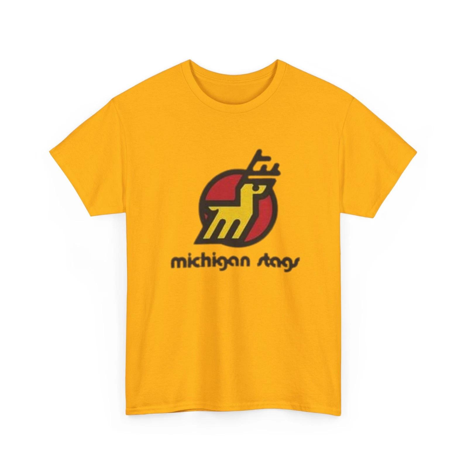 Defunct WHA Hockey Michigan Stags Printed T shirt Vintage Sports Collectible M