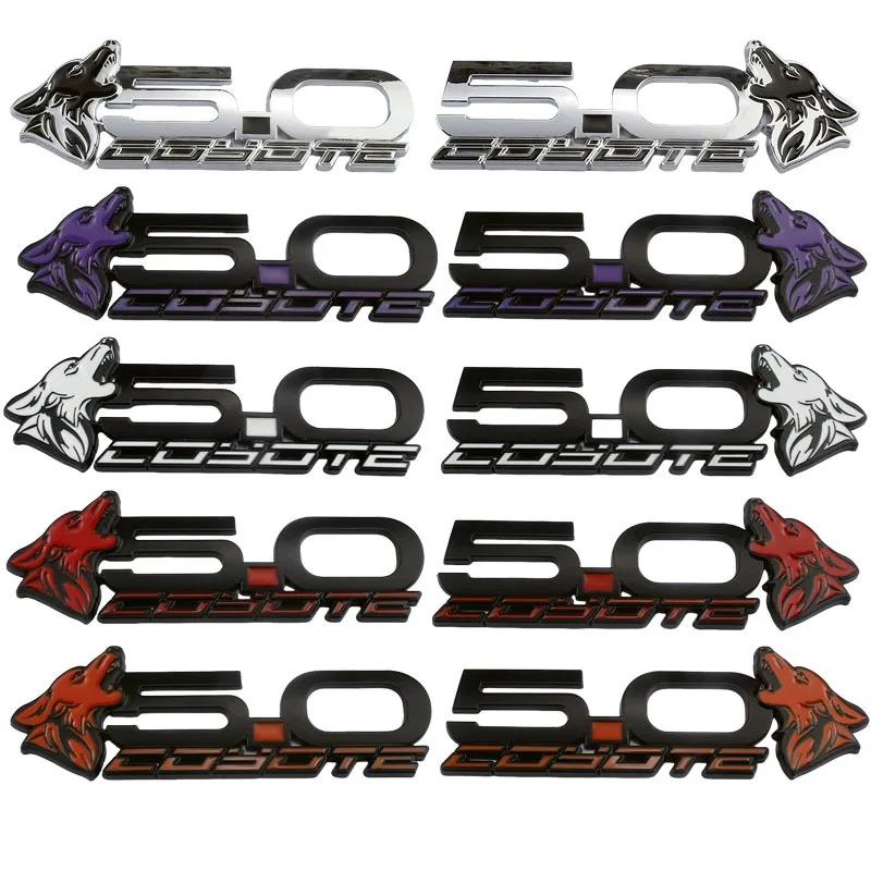 2Pcs New 3D Metal 5.0 Coyote Mach Logo Badge Emblem Decals Sticker For Mustang Dark Horse Shelby GT GT350 GT500 Accessories