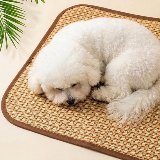 Summer Cool Mat for Pets Scratch-Resistant Wear-Resistant Large Breathable Natural Rattan Cooling Mat Anti-Slip Pet Bed