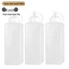 1000ml Square Plastic Squeeze Sauce Bottles, 3-Pack