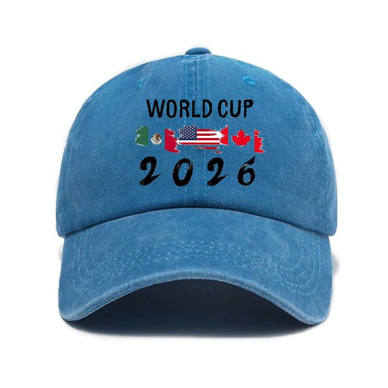 Retro kšiltovka s měkkým okrajem a opotřebovaným vzhledem Mistrovství světa 2026