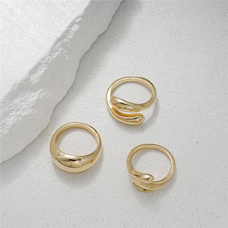 Punk Irregular Open Rings for Men and Women, Gold Color, Liquid Metal Finger Ring, Trendy Jewelry Party Gifts, Hip Hop, 3Pcs/Set