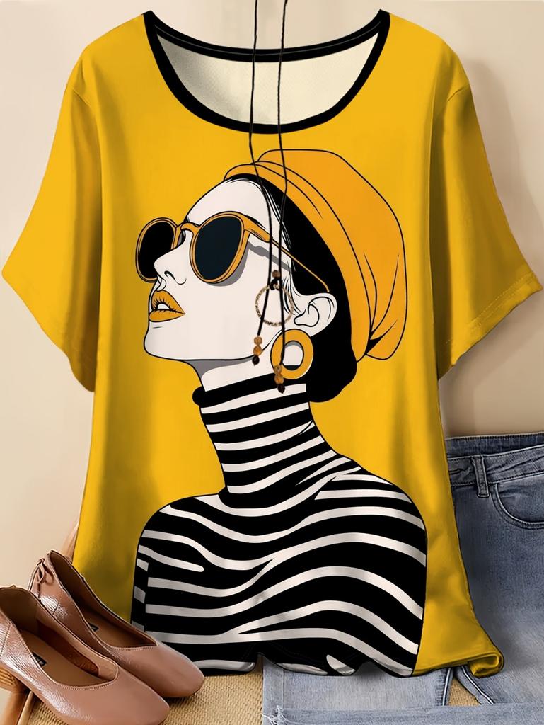 Fashion Modern Girls T-Shirt 3D Print Women's Short Sleeve Tops Y2k Clothing O-Neck Tees Casual T-Shirts Elegant Women Clothes