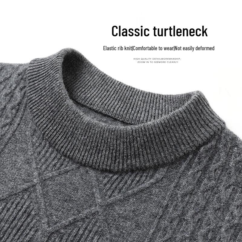 SHANSHAN Men's 100% Lamb Wool Round Neck Thick Warm Knit Sweater