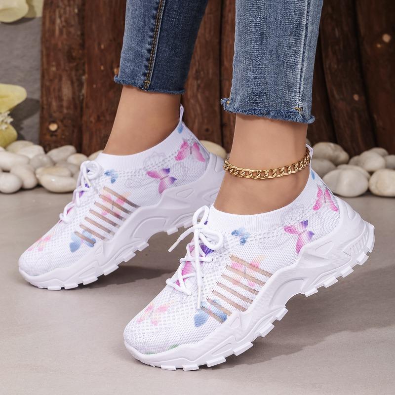 Women's shoes wind heightening casual shoes butterfly pattern flying woven single shoes TEMU sports shoes platform dad shoes