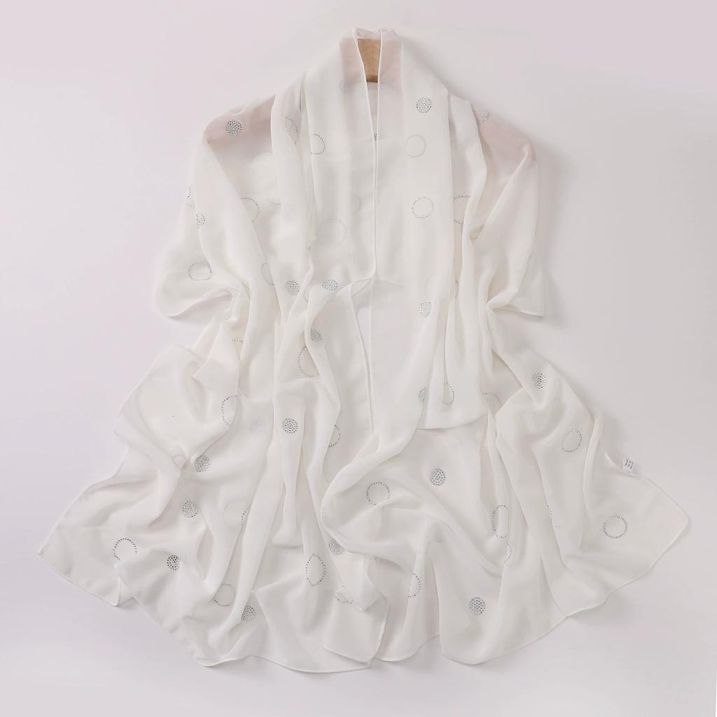 Diamond Pearl Chiffon Hijabs For Women Muslim Fashion Long Shawl Head Wrap For Women Turbans For Women Ramadan Turban Femme