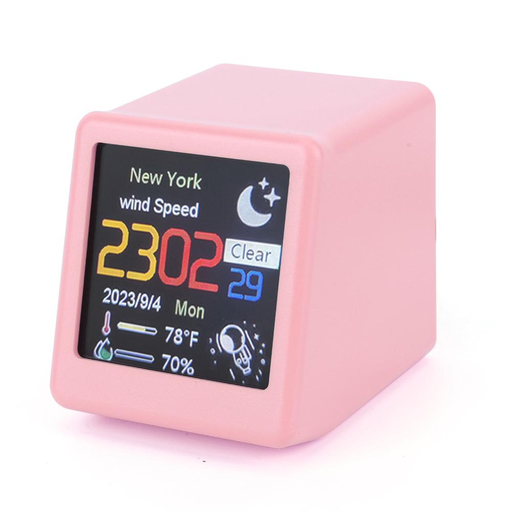 Mini Smart WIFI Weather Station Clock DIY GIF Animations Desktop Mini Clock Desktop Decoration