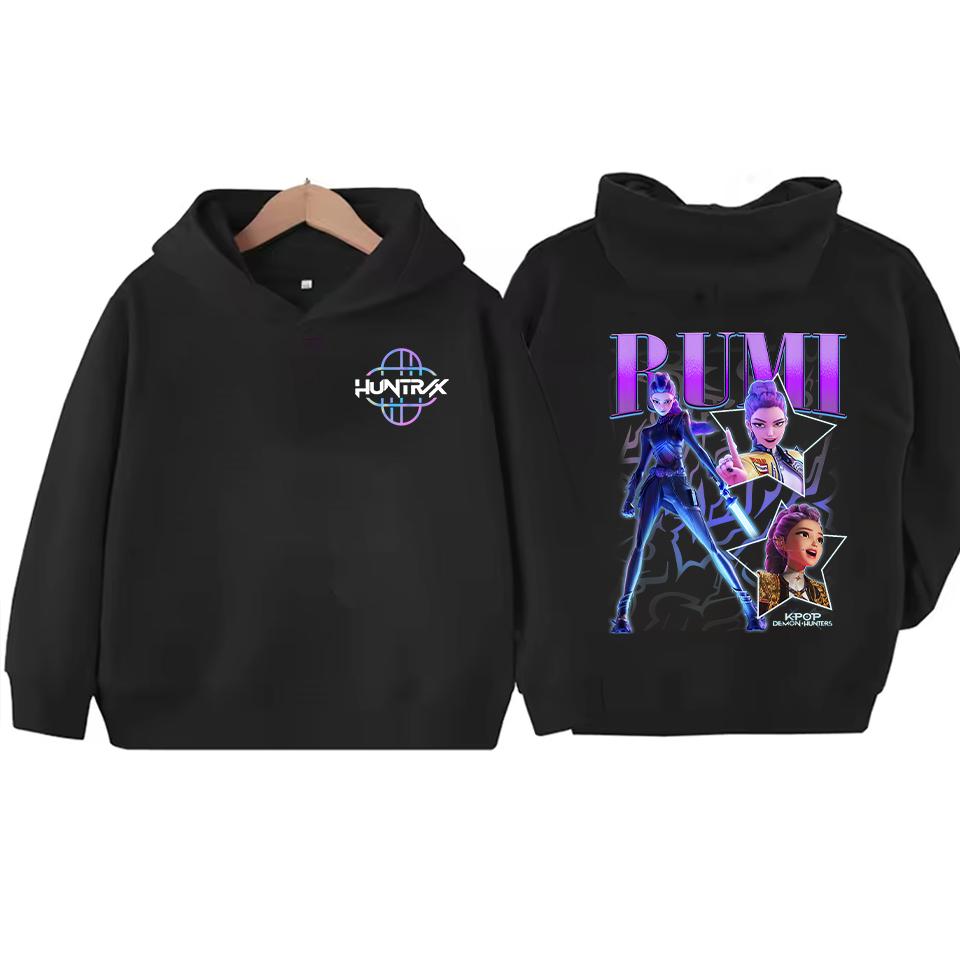 Girls Hooded Sweatshirt Warm KPop Demon Hunter Rumi Derpy Cartoon Boy Children's Korean Wave Fashion Casual Tops Casual Clothing