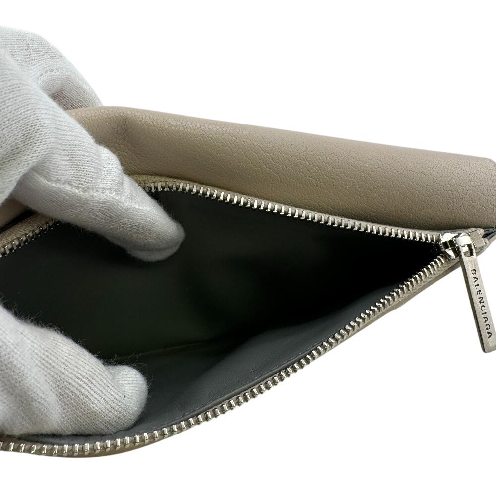 Balenciaga 736732 Continental Wallet Leather Envelope Purse Beige Leather Women Used