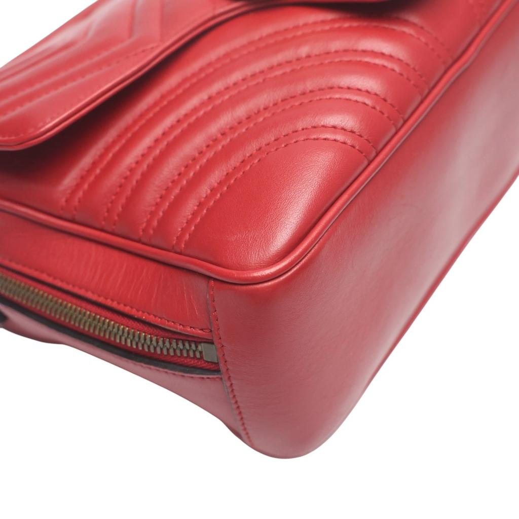 GUCCI GG Marmont cross body sling bag Cowhide Red Women 498100 Used