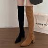 Winter Fashion Pointed Toe Stretch Slim Women Long Over The Knee Boots Street Style Thick Heels Party Stripper Female Shoes