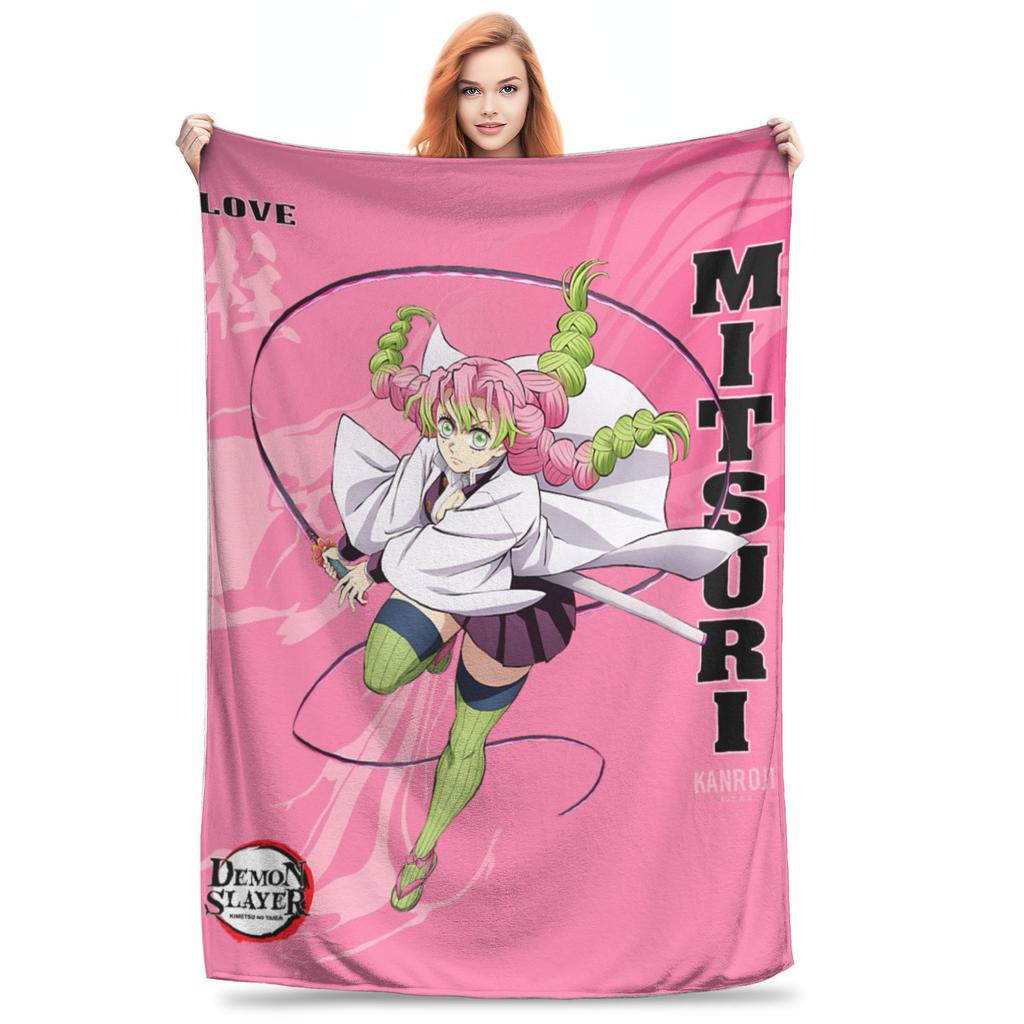 1PC Demon Slayers Infinity Castle Sanemi Shinazugawa Art Winter Blankets for Adults Bedding Home Interior Sofa Knee