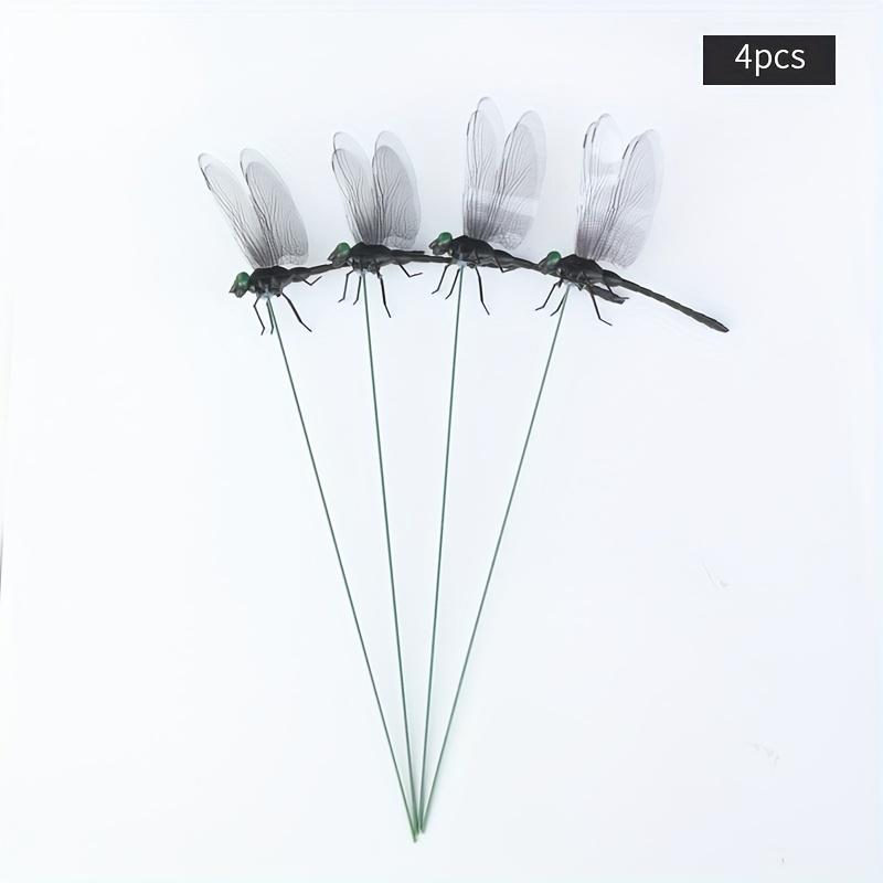 4pcs Dragonfly Garden Stake, Plastic Yard Sign With Stake For Garden Decor, Halloween Decor, Fall Decor, Thanksgiving