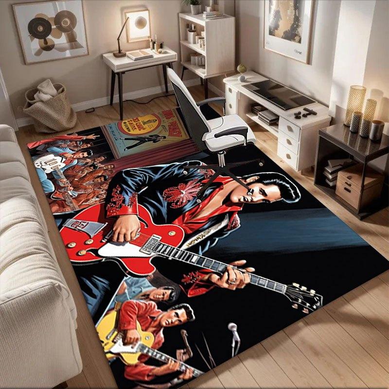 

Elvis Presley: King of Rock n Roll Guitar Poster Office Mat Perfect for Home Decor Office Desk Chair Rugs Chair Carpet for office Polyest 60cm by 90cm