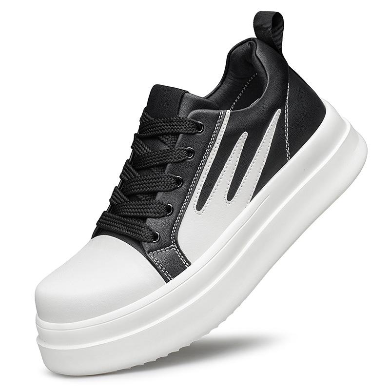 Men s Genuine Leather Height-Increasing White Casual Shoes with Thick Sole 41