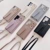 Wrist Strap Crossbody Leather Wallet Case For Samsung Galaxy S24 S25 Ultra S22 Plus A16 A36 A55 A15 Cards Holder Lanyard Cover