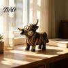 Handmade Highland Cow Gift Farmhouse Figurine, Resin Scottish Bull Statue, Rustic Home Decor Tabletop Ornament, Country Style Shelf Decor Housewarming