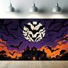 Scary Halloween Backdrop Banner-Castle with Bats&Full Moon for Indoor/Outdoor Parties,Graduation,Halloween Decor,Event
