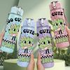 1PC Too Cute To Pinch Green Alien Art 750ml Color Plastic Sports Water Bottle Leakproof Flip Straw Lid Suitable for Sports Office Home Use