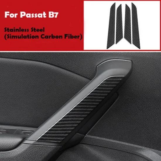 

For Volkswagen Passat B7 2011- Car Accessories Stainless Steel Interior Door Handle Panel Decorative Cover Sticker Trim Style2 Carbon 4pcs