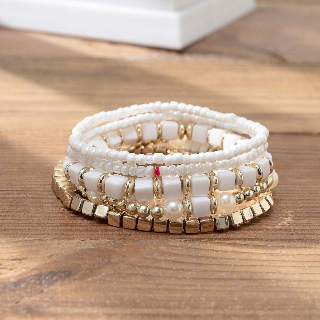 Boho Perlenarmband Instagram-inspiriert Nischenstil Farbblock-Stapelarmband-Set