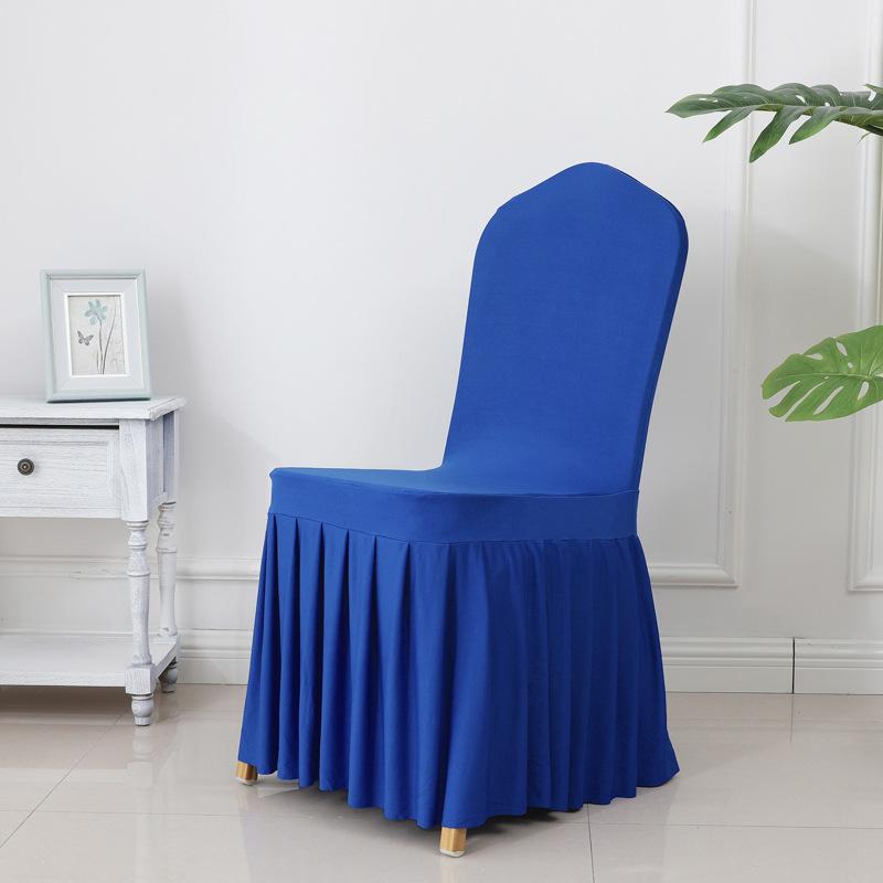 Banquet Chair Cover Thickened Elastic Pleated Skirt Dining Chair Cover Wedding Hotel Party Venue Decoration Simple and Versatile