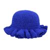 Korean Version Solid Color Cute Hat Autumn And Winter Hat Lace Up Woolen Hat Ruffle Edge Casual Knitted Fisherman Hat