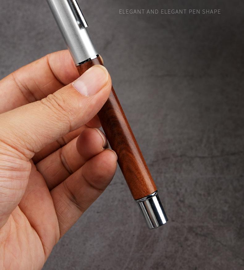Solid Wood Fountain Pen with Gift Box and Ink Sac, Custom Logo Option Available