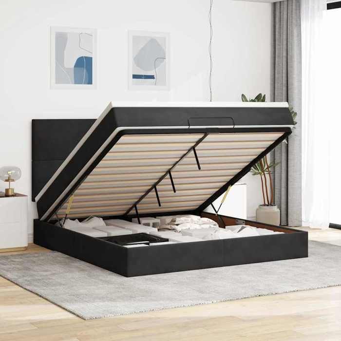 VidaXL Cadre de lit ottoman avec matelas noir 160x200 cm velours, cadre de lit, cadre de lit rembourré, cadre de lit ottoman 3314260