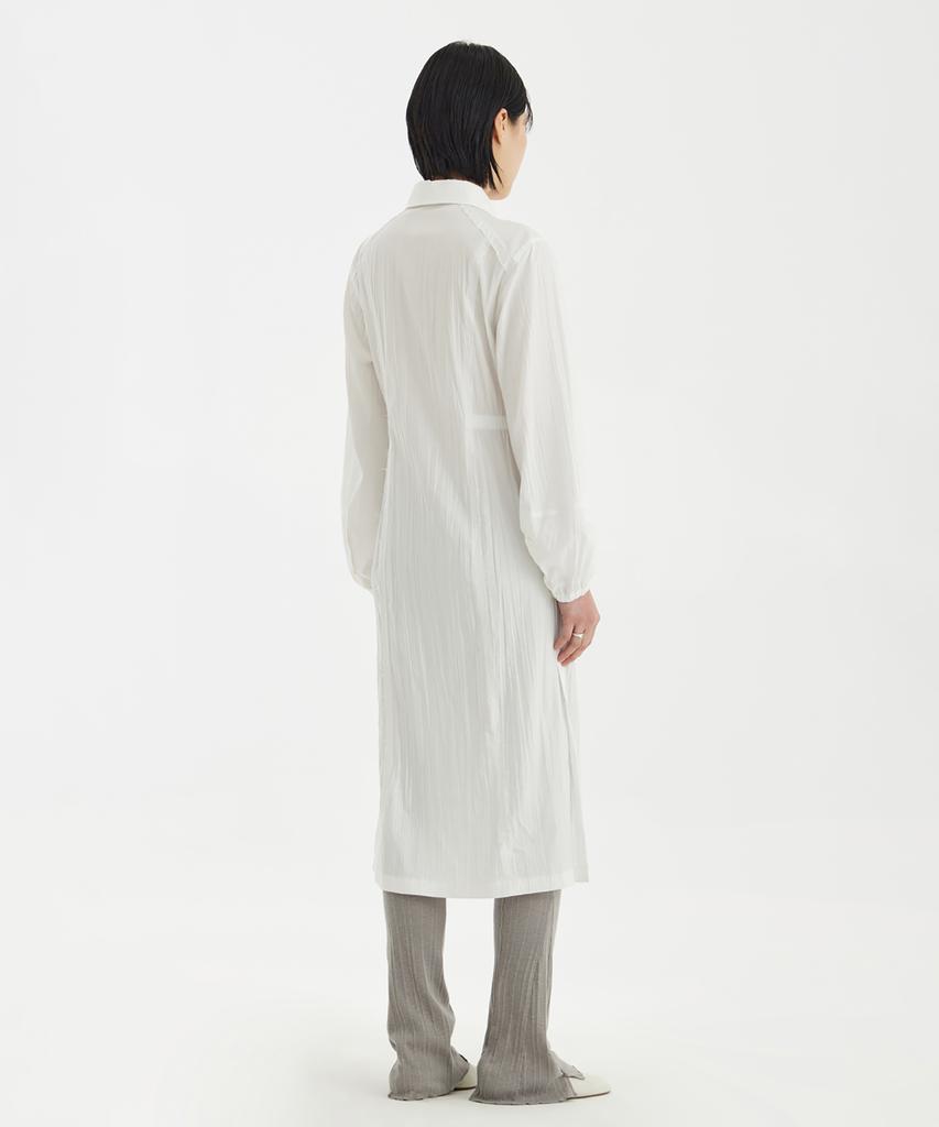 Youth Side-Slit Shirt Dress - White