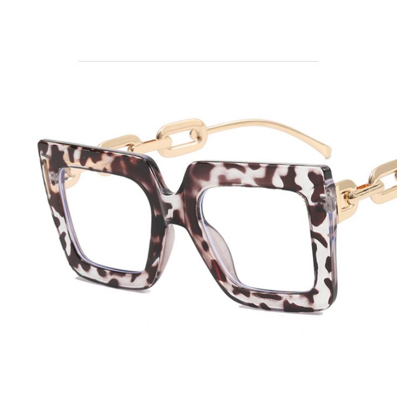 Big Square Chain Frame Clear Lens Glasses Myopia Nerd Spectacles Degree -0.5 -1.0 -2.0 To -6.0 Oversize Hyperopia +0.5 To +6.0