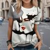 Maple Leaf T-shirt Flower 3D Printing Women's Round Neck Short Sleeve