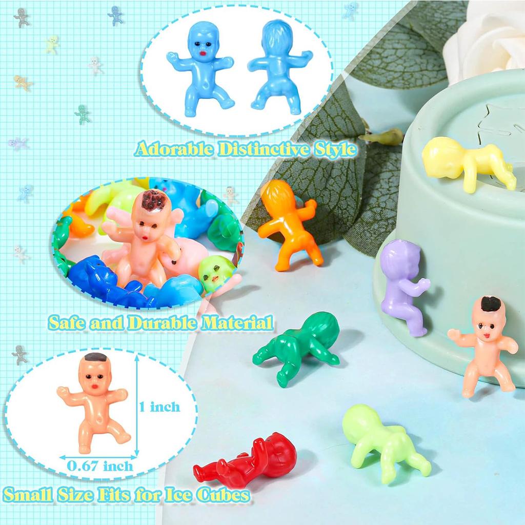 120 Stück Mini-Plastikbabys, Winzige Plastik-Babyfiguren Kleine Dreikönigskuchen-Babys Großpackung für Eiswürfel Mein Wasser ist gebrochen Babyparty-Spiel