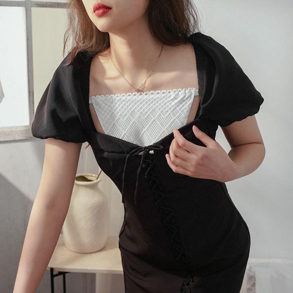 

Полосатый топ без бретелек с вставкой, обтянутой грудью, сеткой, кружевом, антибликовым покрытием, дышащий, для девочек